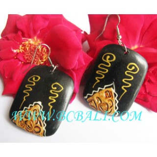 Women Wood Hand Painting Earrings